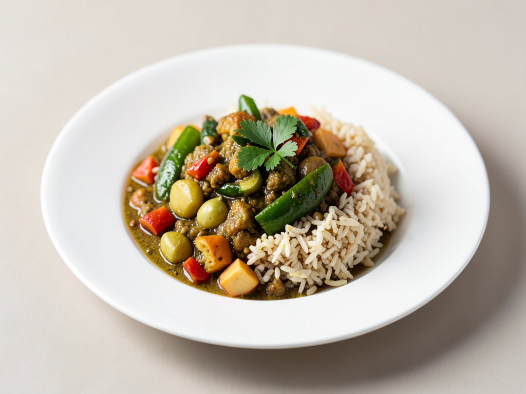 Curry di verdure keto con riso di cavolfiore