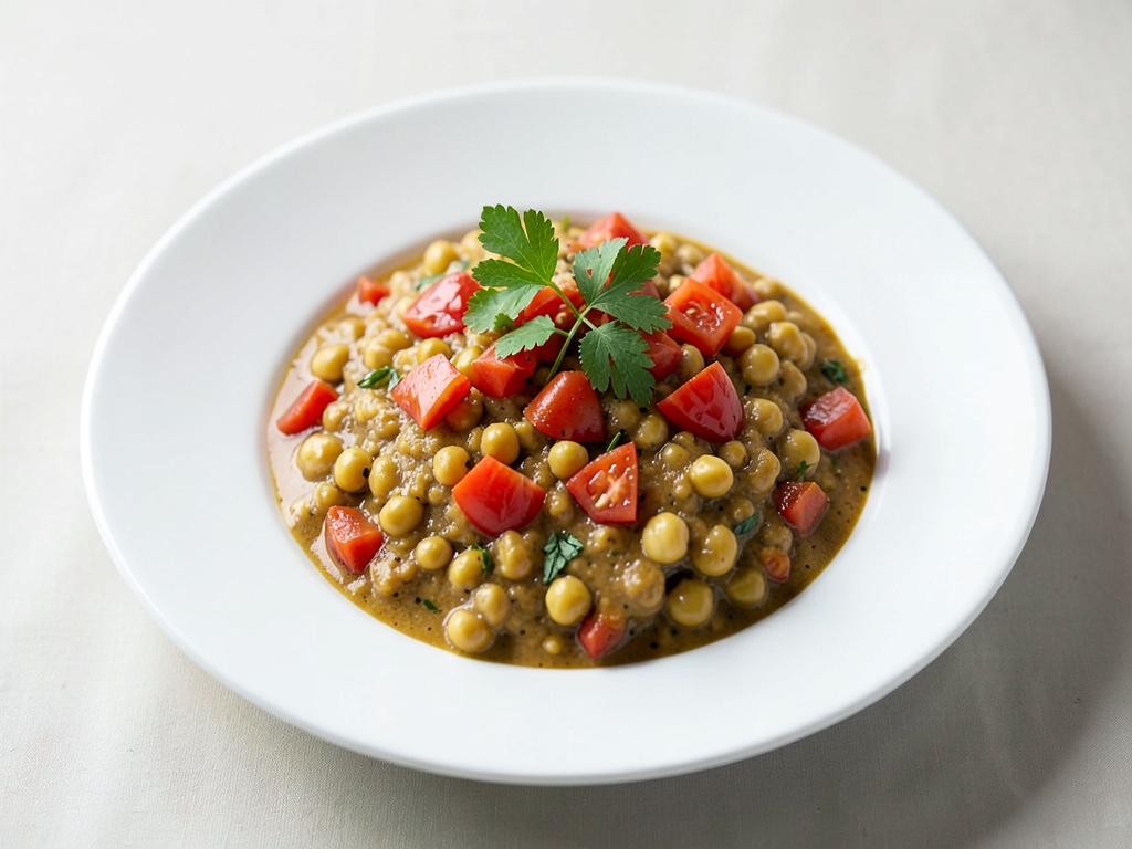 Curry cremoso di zucca e ceci con pomodori