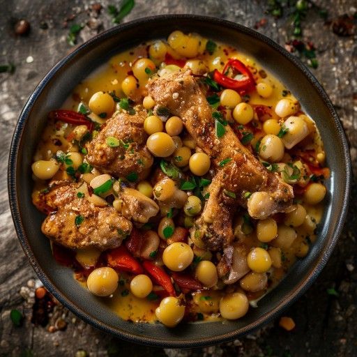 Curry di pollo con ceci