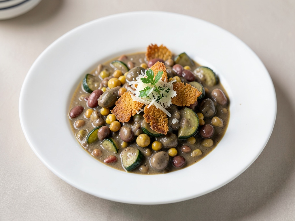 Stufato di zucchine e fagioli rossi con croccanti cracker al parmigiano