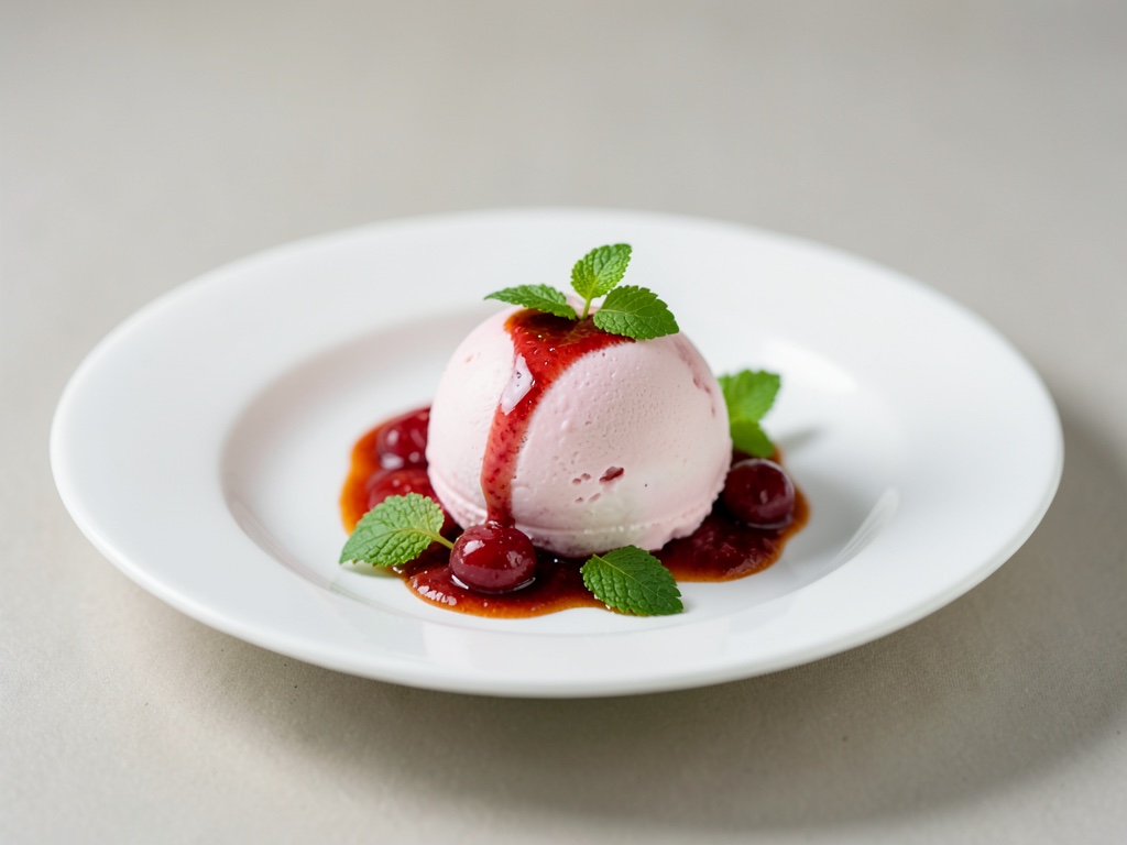 Helado de yogur y cereza frutal