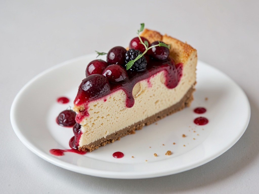 Torta di formaggio alle ciliegie con base di mandorle