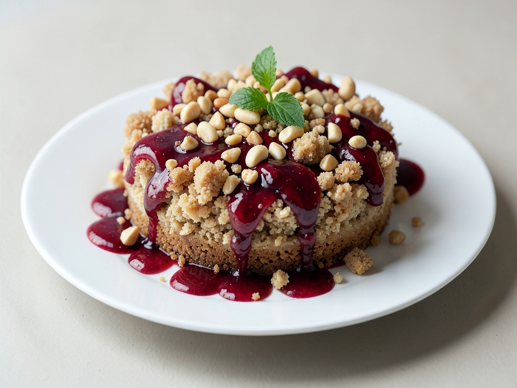 Torta con briciole di ciliegie e anacardi
