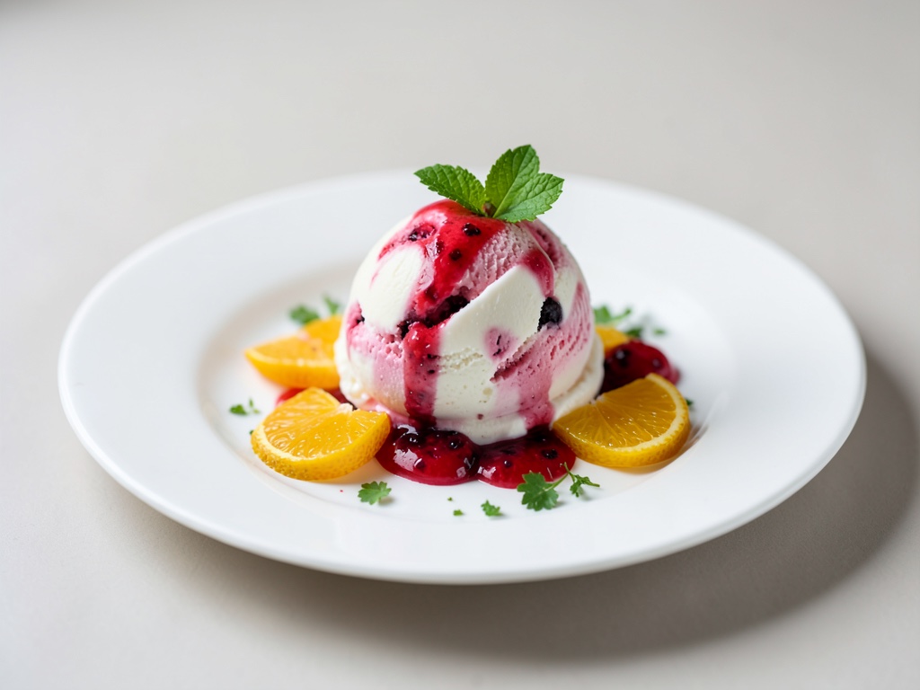 Fruchtiges Kirsch-Eis mit Orange