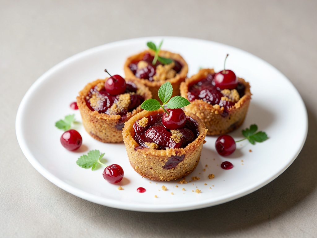 Tartas crujientes de cereza y grosella