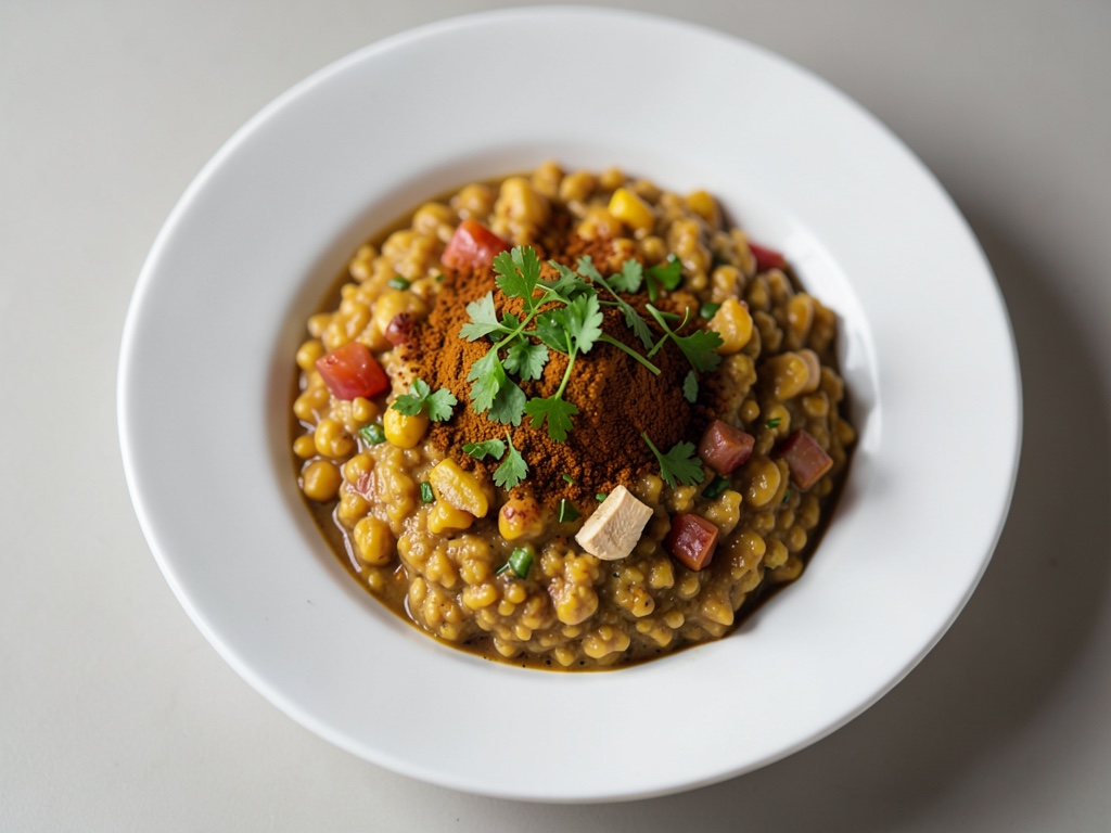 Kitchari con olio al peperoncino e coriandolo fresco