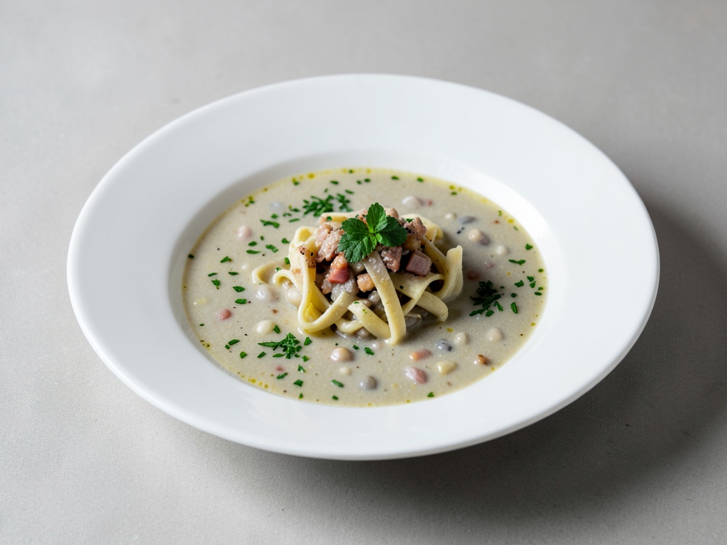 Sopa clara de judías con espätzle caseros