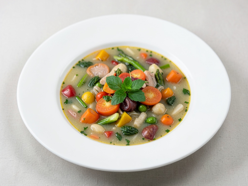 Zuppa leggera di verdure con mix colorato