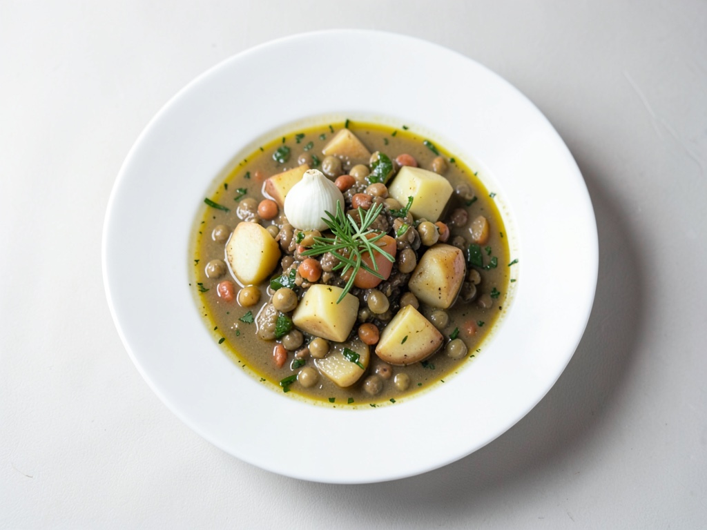 Zuppa leggera di verdure con patate e ceci