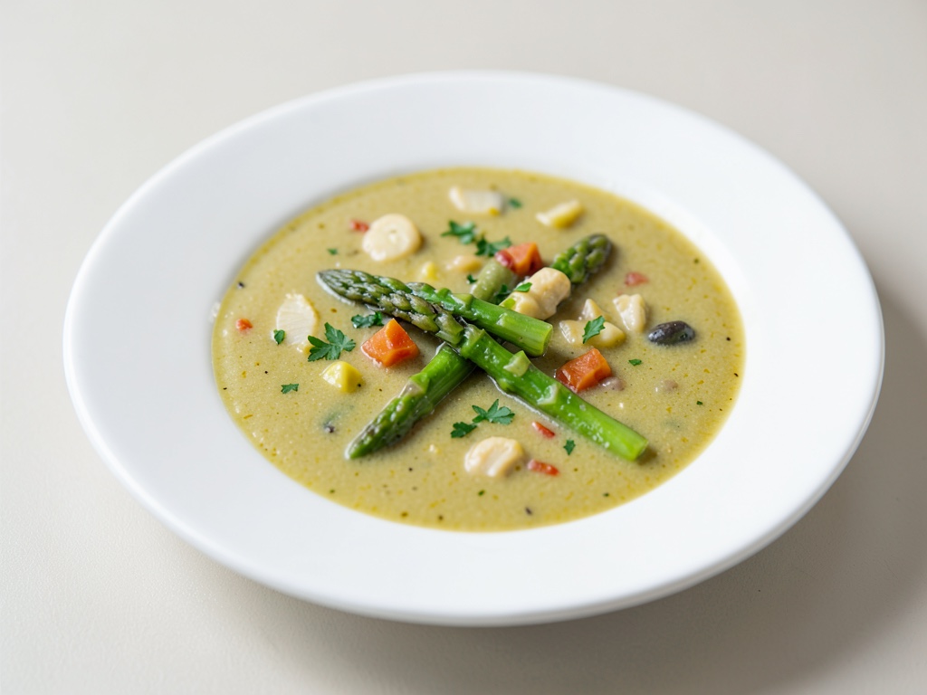 Zuppa leggera di verdure con asparagi