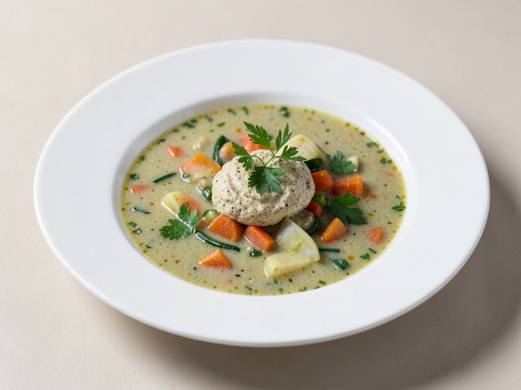 Sopa ligera de verduras con alioli casero