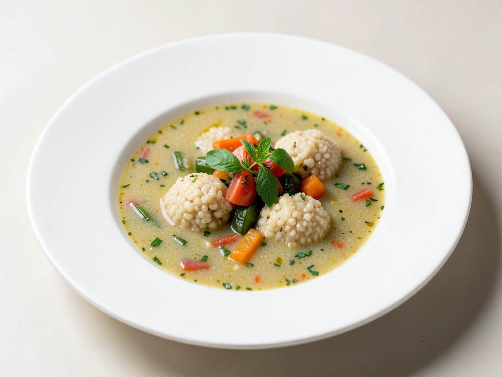 Sopa ligera de verduras con tiernos ñoquis de sémola