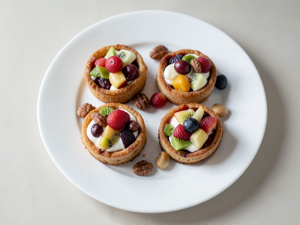 Piccole tortine di pasta sfoglia con frutta e noci