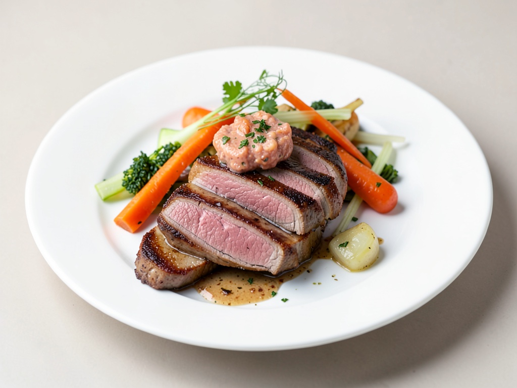 Steaks de filet de veau au thon et légumes de fenouil-carottes