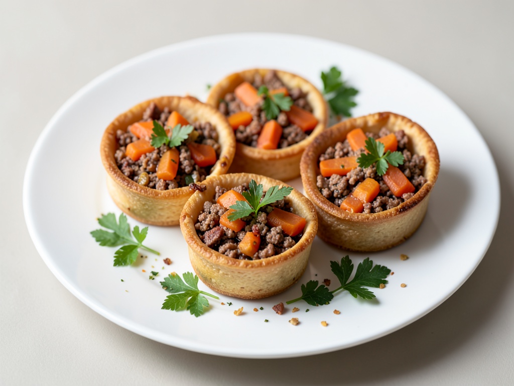 Piccoli pasticcini (torte) ripieni di carote e carne macinata