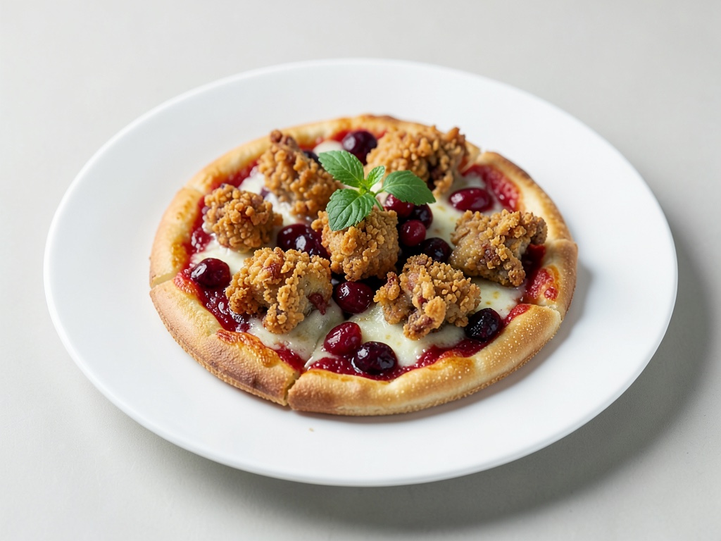 Mini-pizzas au poulet croustillant et aux canneberges acidulées