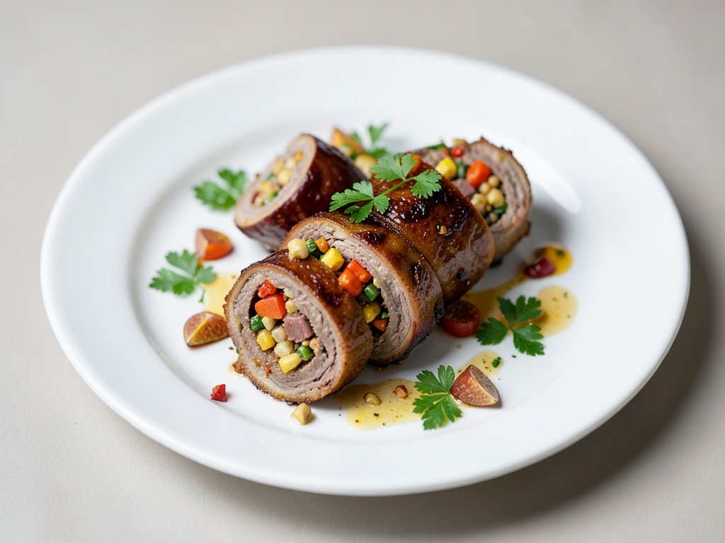 Roulade di manzo con ripieno di fichi e verdure