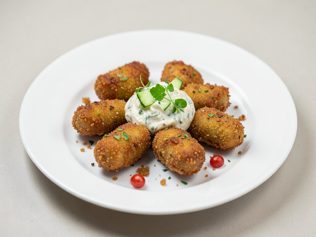 Mini-schnitzels croustillants avec dip au concombre frais