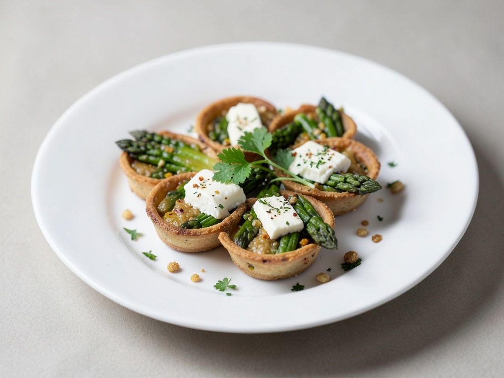 Mini tartas de espárragos con queso de cabra