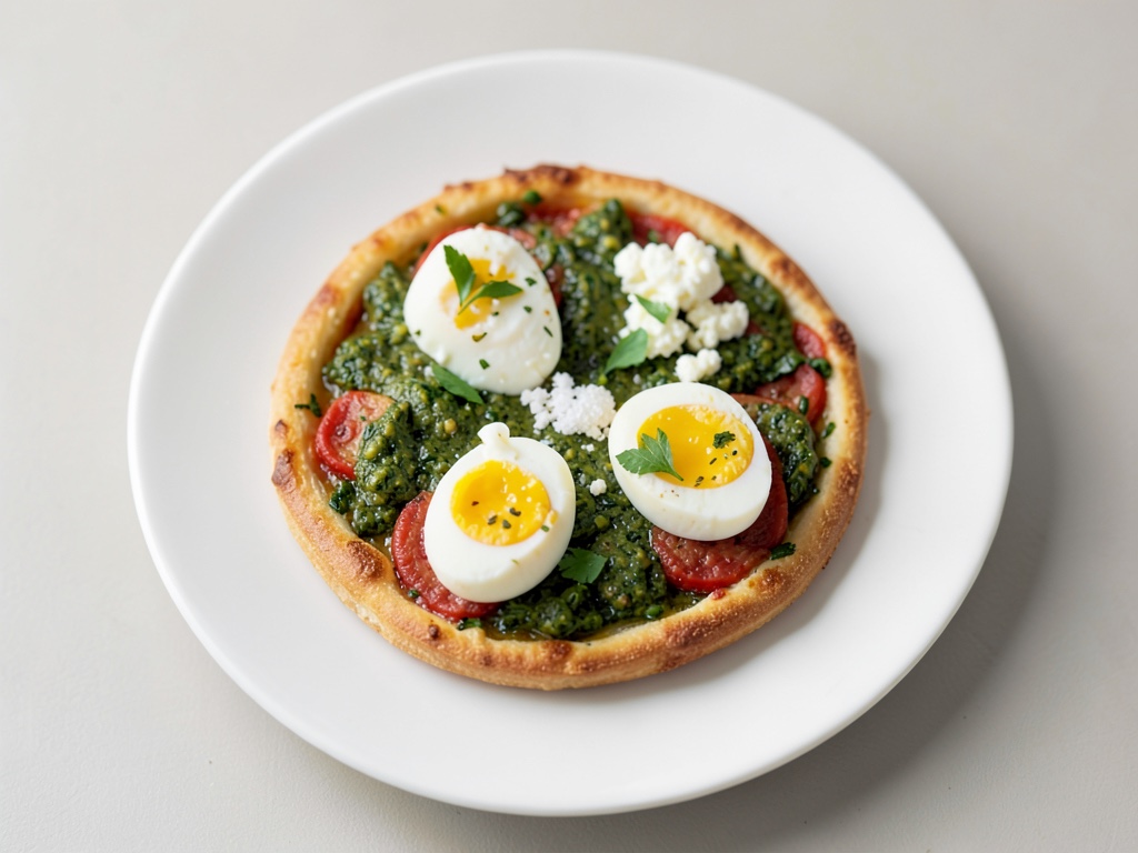 Mini-pizze con spinaci e uova di quaglia