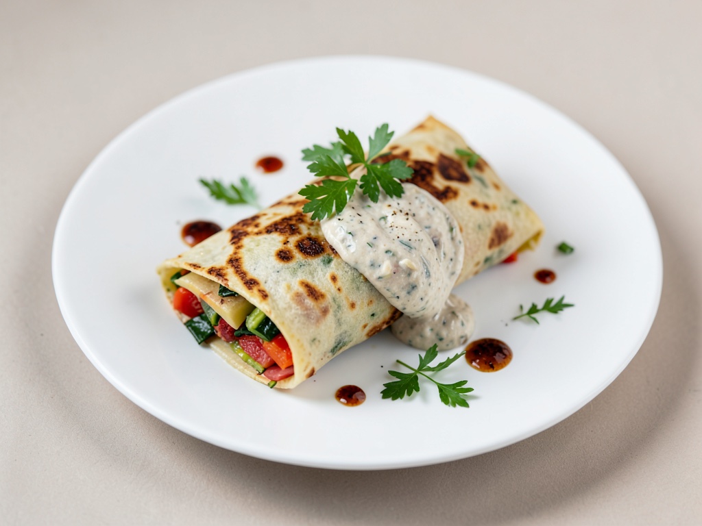 Wraps aux légumes avec dip au basilic fumé