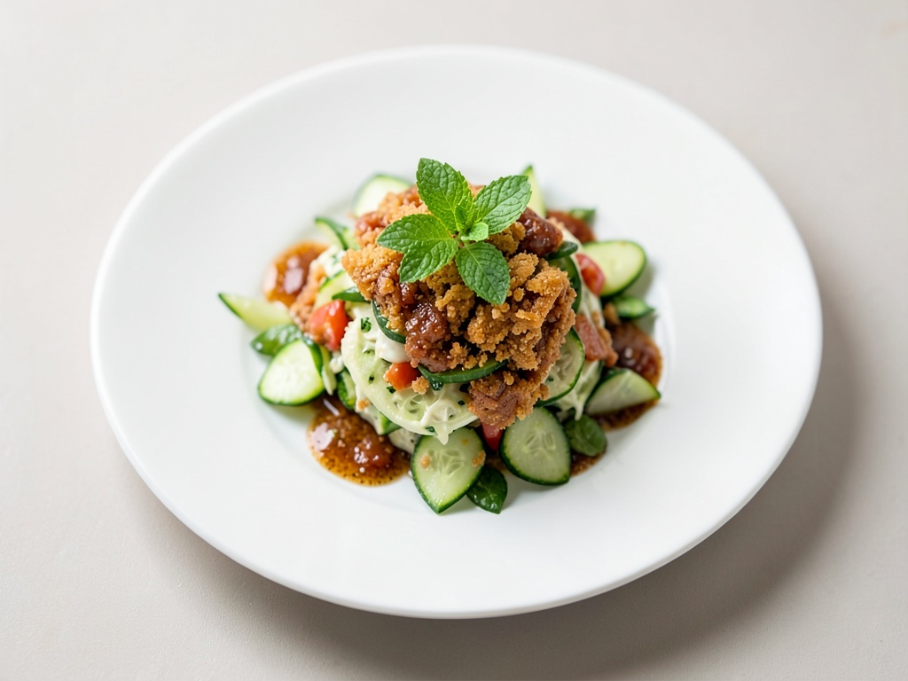 Knuspriger Gurkensalat mit Minze