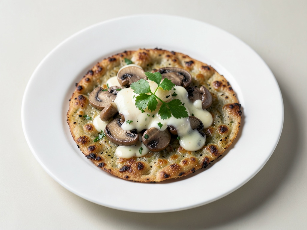 Pain plat croustillant aux champignons et au fromage