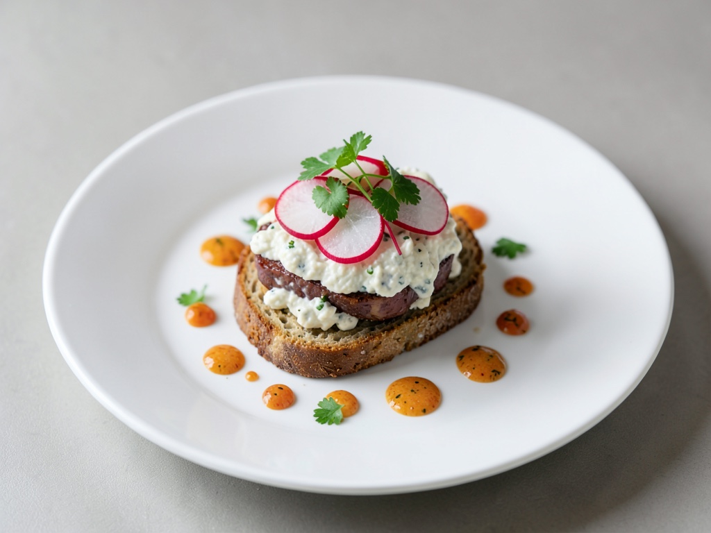 Pane croccante con topping di quark e ravanelli