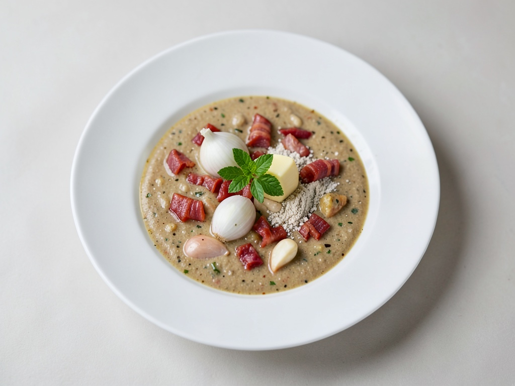 Zuppa cremosa di merluzzo rosso all'aglio