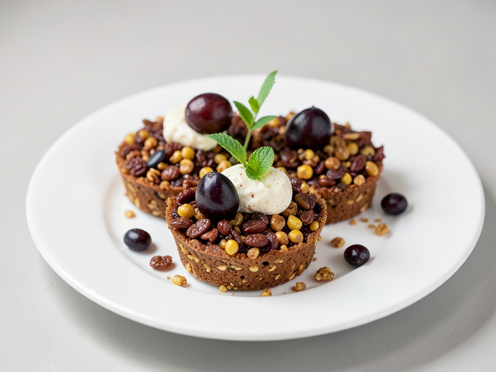 Tartelini croccanti di Cornflakes al cioccolato con Quark e Mirabelle
