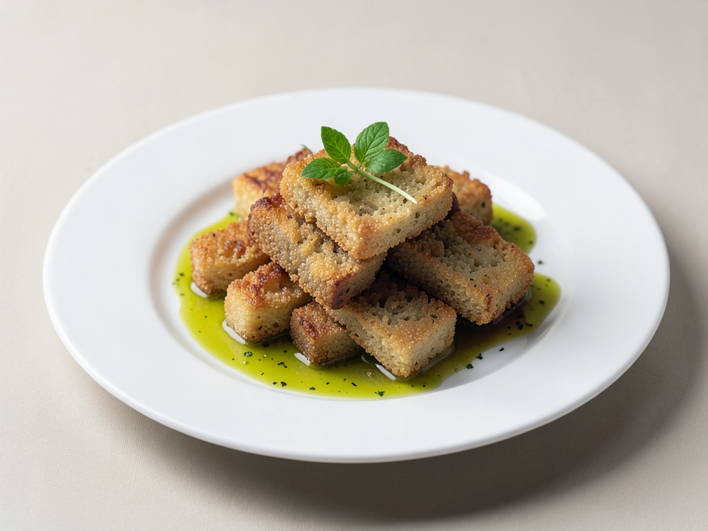 Crispy Bread Croutons in Olive Oil