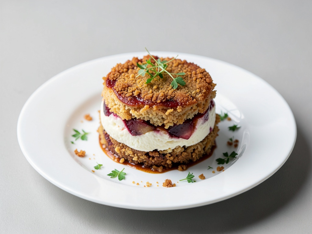 Dessert a strati croccante alle prugne