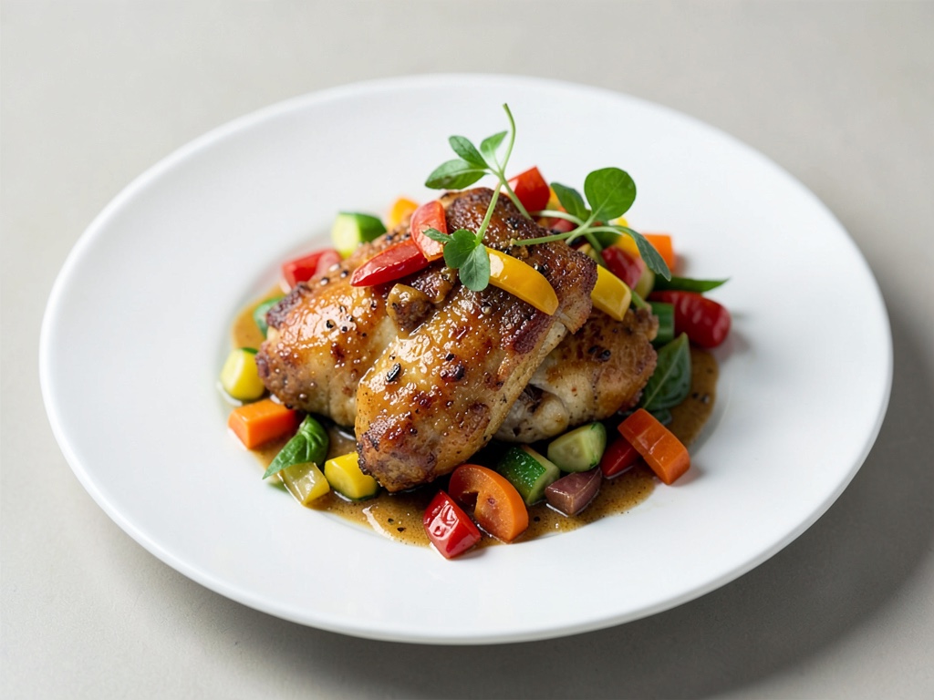 Pollo croccante con mix di verdure colorate