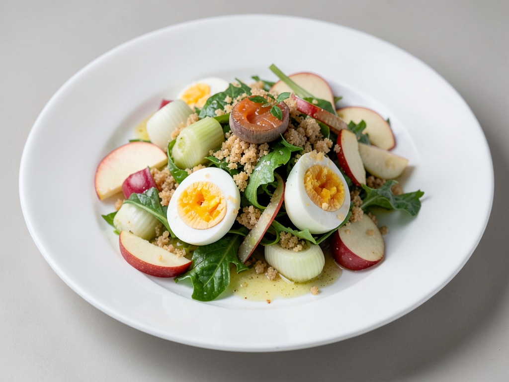 Hartgekochte Eier mit knackigem Kohlrabi-Apfel-Salat