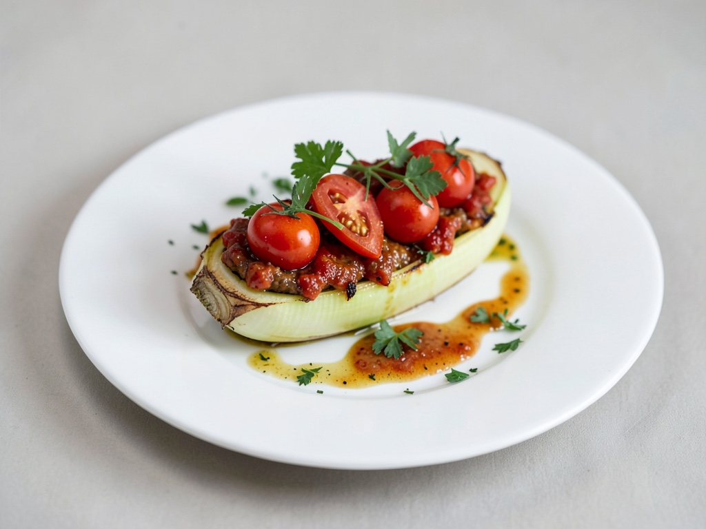 Barchette di cavolo rapa ripiene con pomodori