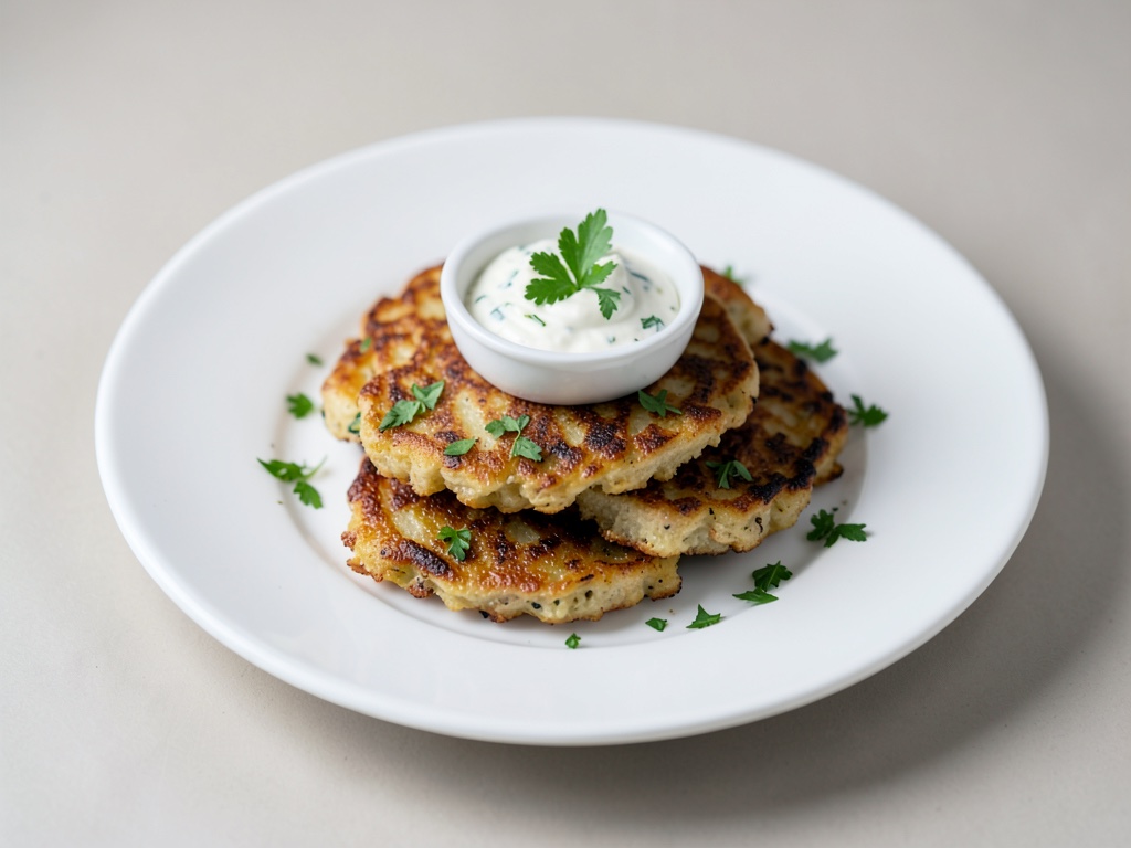 Frittelle croccanti di cavolo rapa e patate con yogurt dip