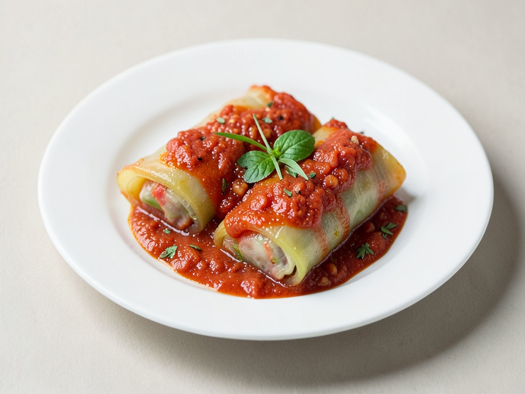 Classiche involtini di cavolo cappuccio con salsa di pomodoro