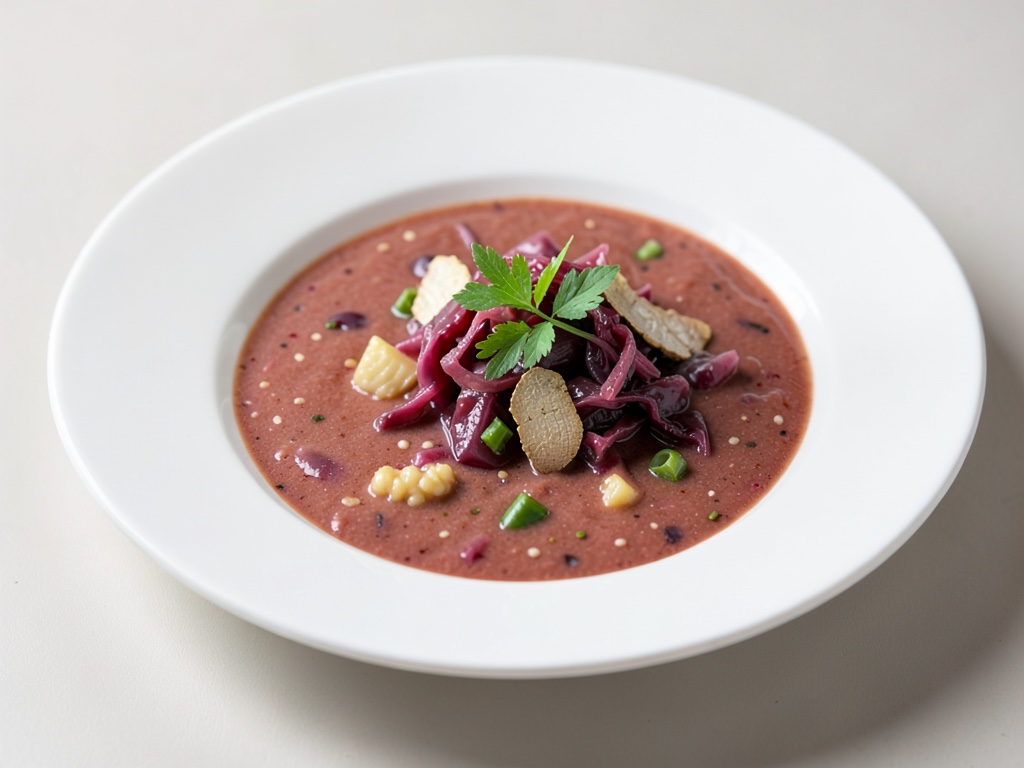 Zuppa cremosa di cavolo rosso con zenzero