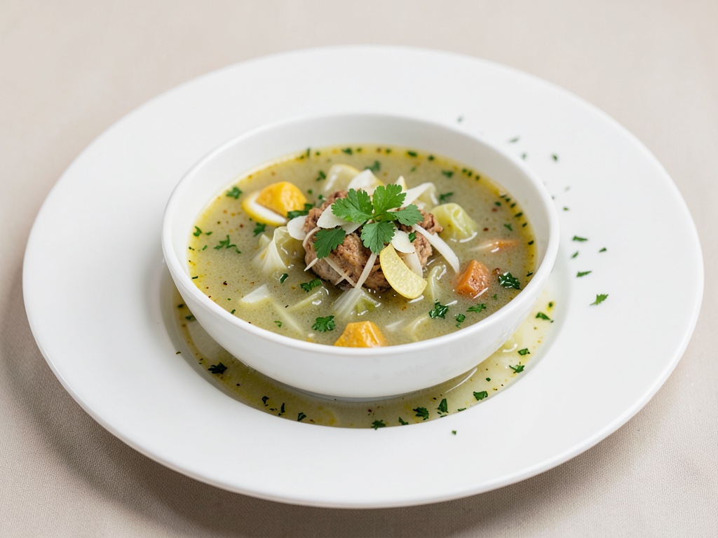 Griechische Kohlsuppe mit Zitrone und Ei