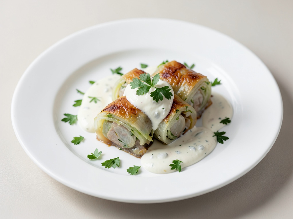 Involtini di cavolo ripieni con yogurt dip