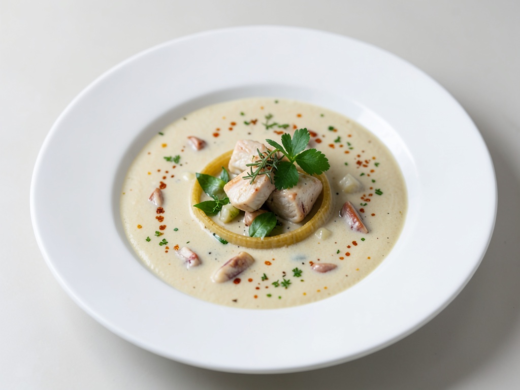 Zuppa cremosa di pesce e cocco