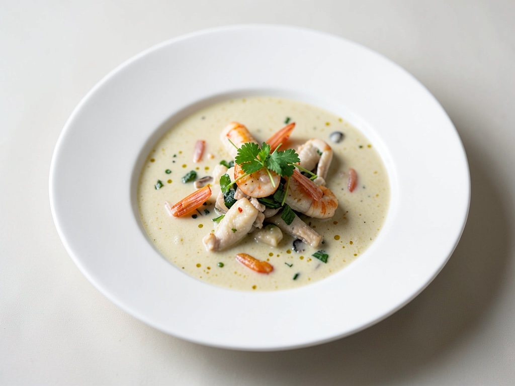Zuppa di pesce cremosa al cocco e frutti di mare