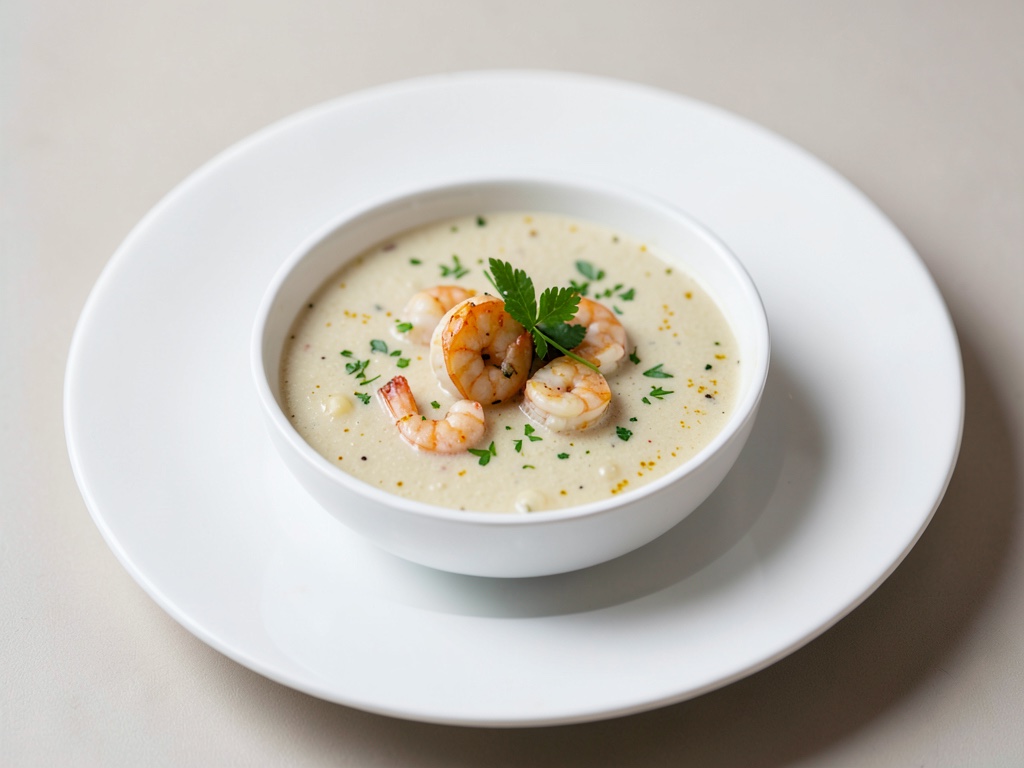 Zuppa cremosa di gamberi al cocco