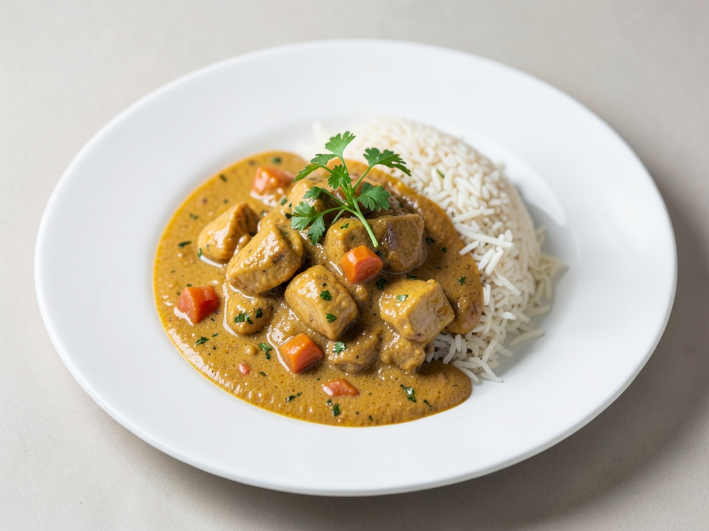 Curry di pollo cremoso con cocco e riso basmati