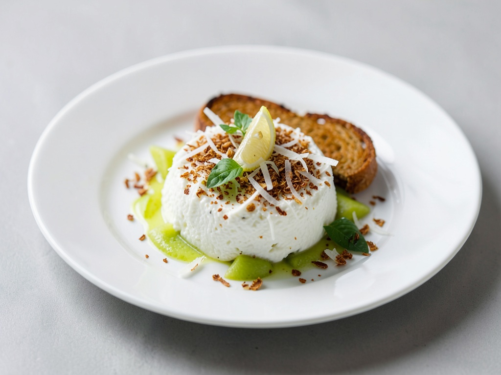 Melone fresca con quark, cocco tostato e limone