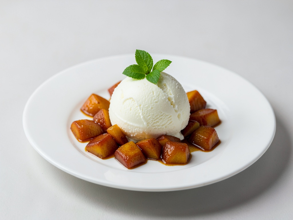 Gelato tropicale al lime e cocco con pezzi di mango caramellati