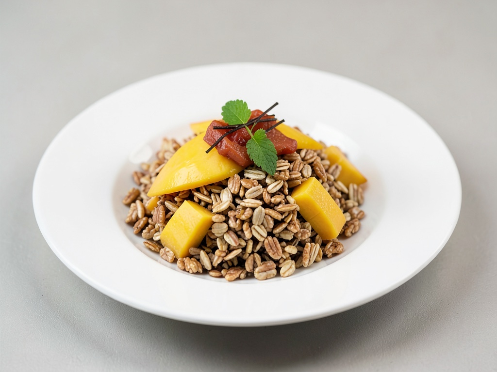 Avena y coco tostados con mango