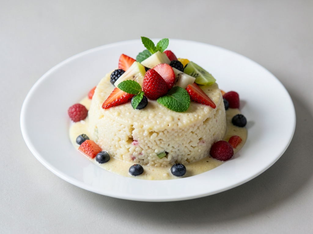 Cremiger Kokos-Milchreis mit frischem Obstsalat