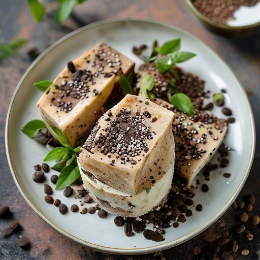 Gelato al cocco e cioccolato con semi di chia