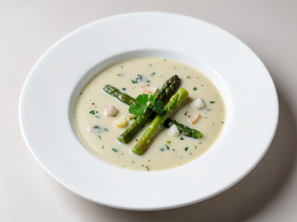 Crèmeuse soupe à l'asperge et coco